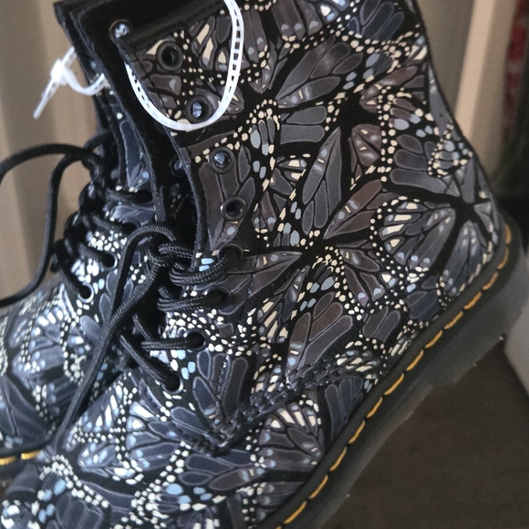 Dr. Martens Women's Black and White Patterned Combat Boots - Picture 3 of 5